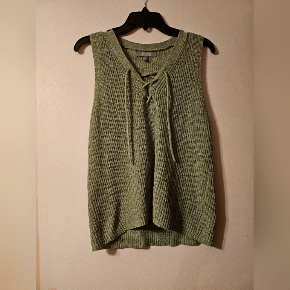 Marled Reunited Clothing Womens Sleeveless Acrylic Sweater Green Size Medium